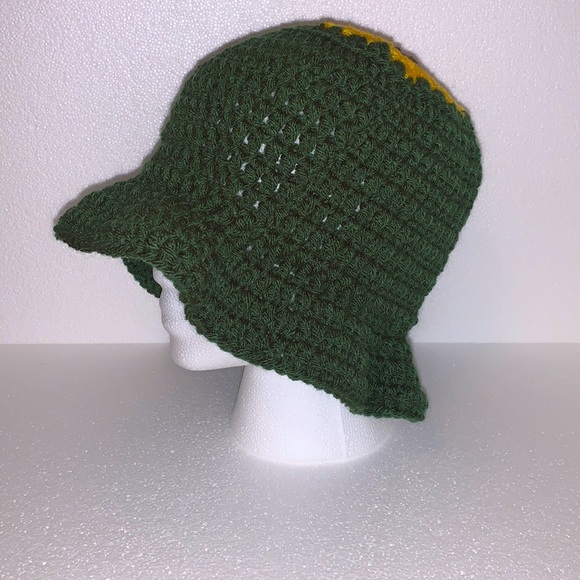 Accessories - Green Sunflower Crocheted Bucket Hat